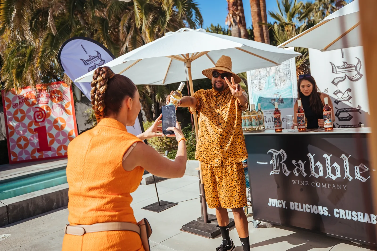 Rabble’s branded rosé bar at Interscope House during Coachella weekend, 2023.