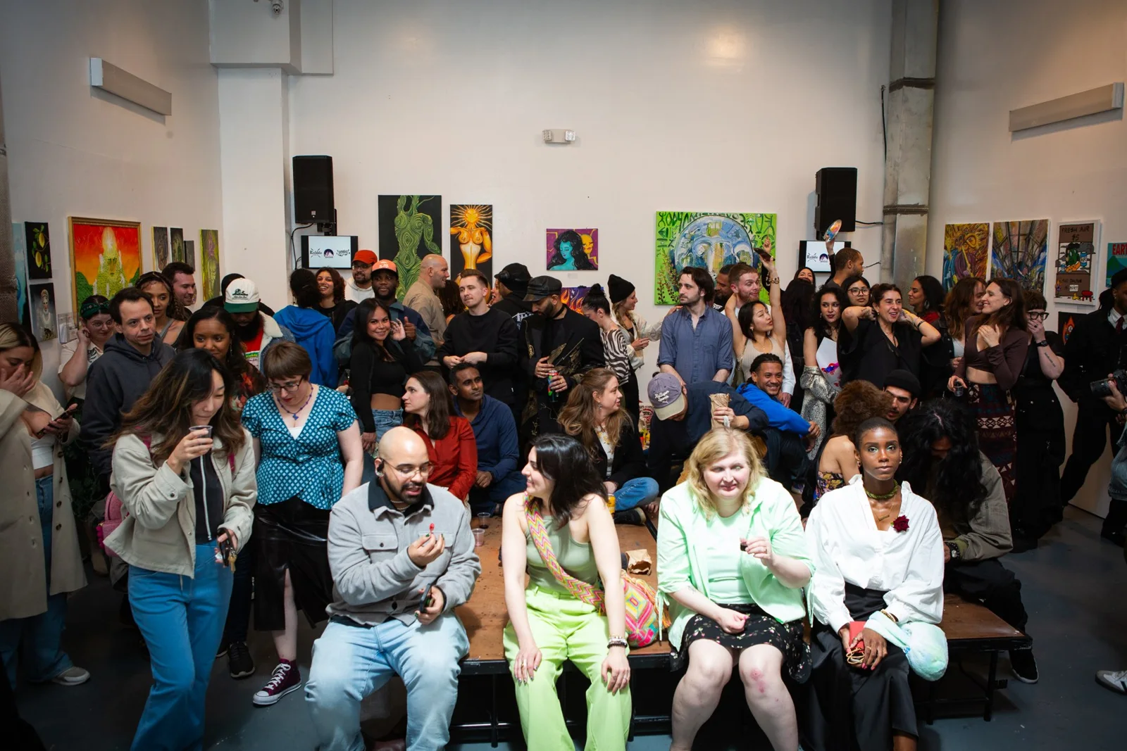 The creative community at Rabble and UP Magazine’s Listen to Your Mother event, Brooklyn Art Cave, April 2025.