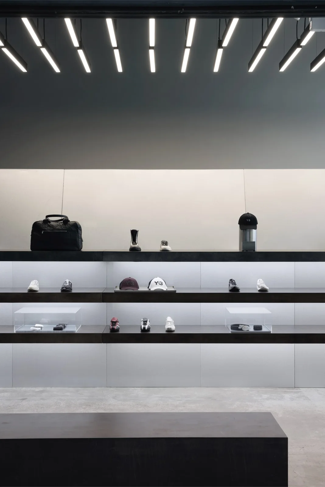 Product, material and light within the completed store.