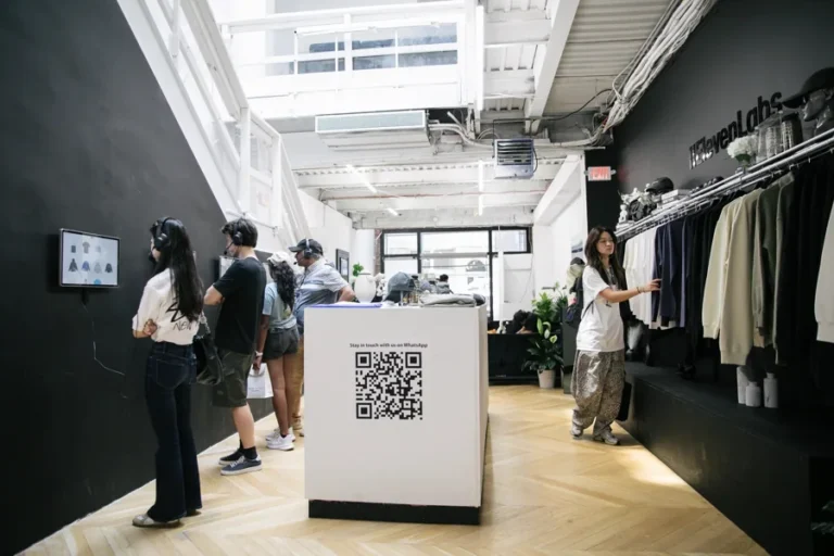 The completed ElevenLabs store during New York Tech Week. Photography: Erica Westley.