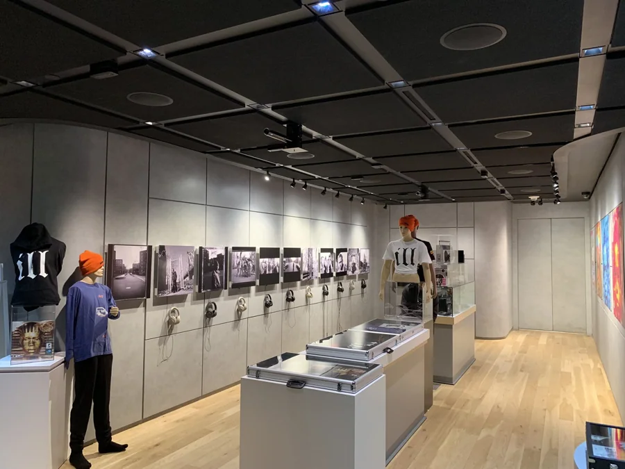 A wide view of the photographic gallery and exhibition displays.