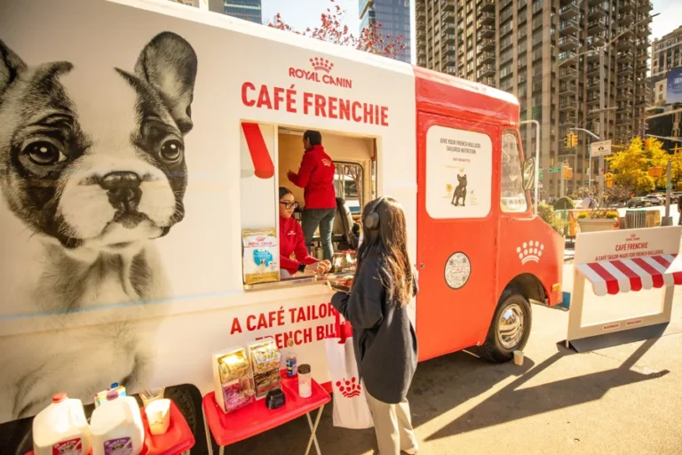 Café Frenchie’s branded truck and serving window in Flatiron Plaza.