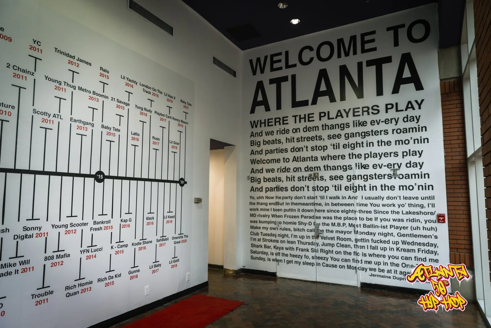 An Atlanta artist timeline beside the Welcome to Atlanta installation.