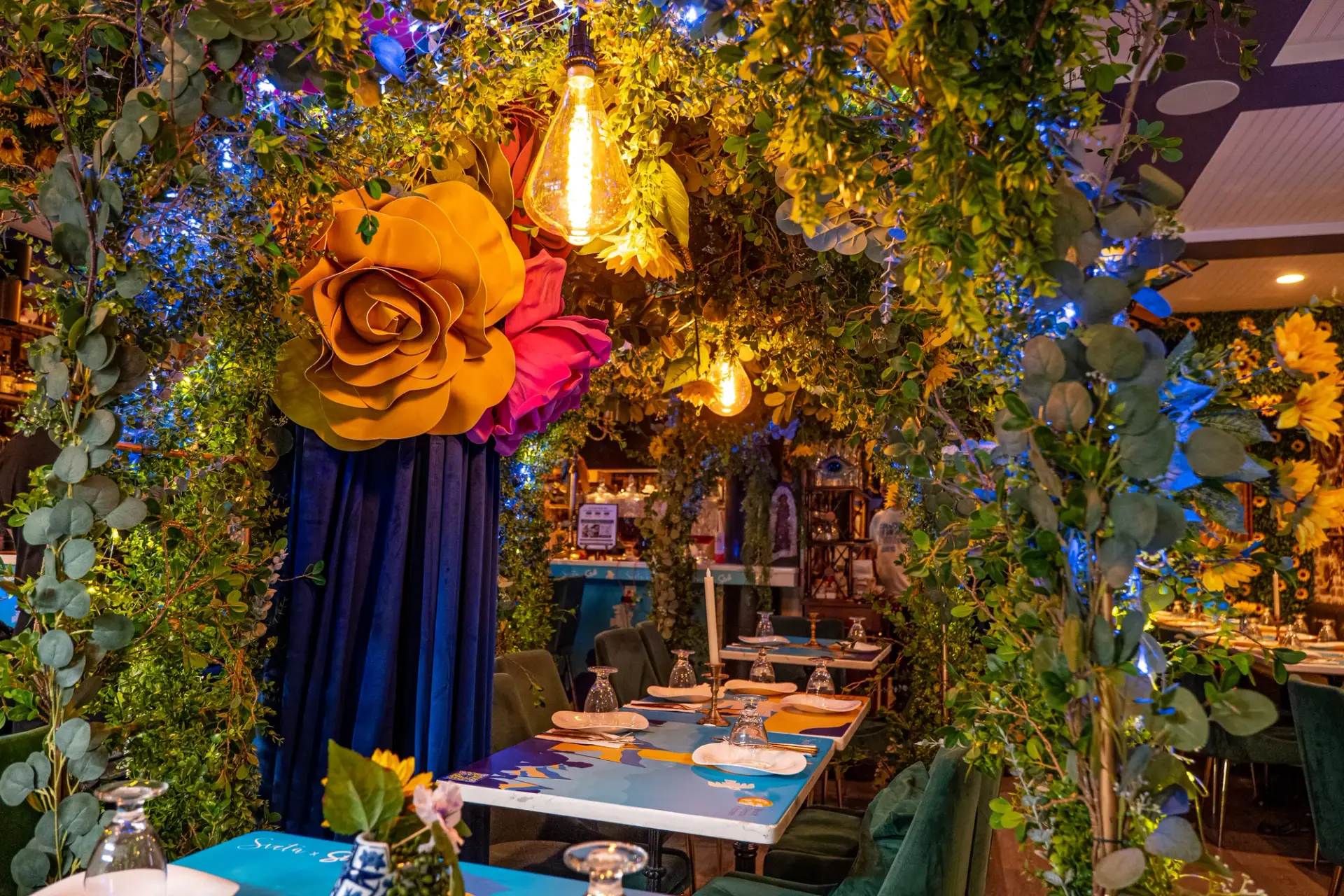 The installed floral passage within Sveta’s dining room.