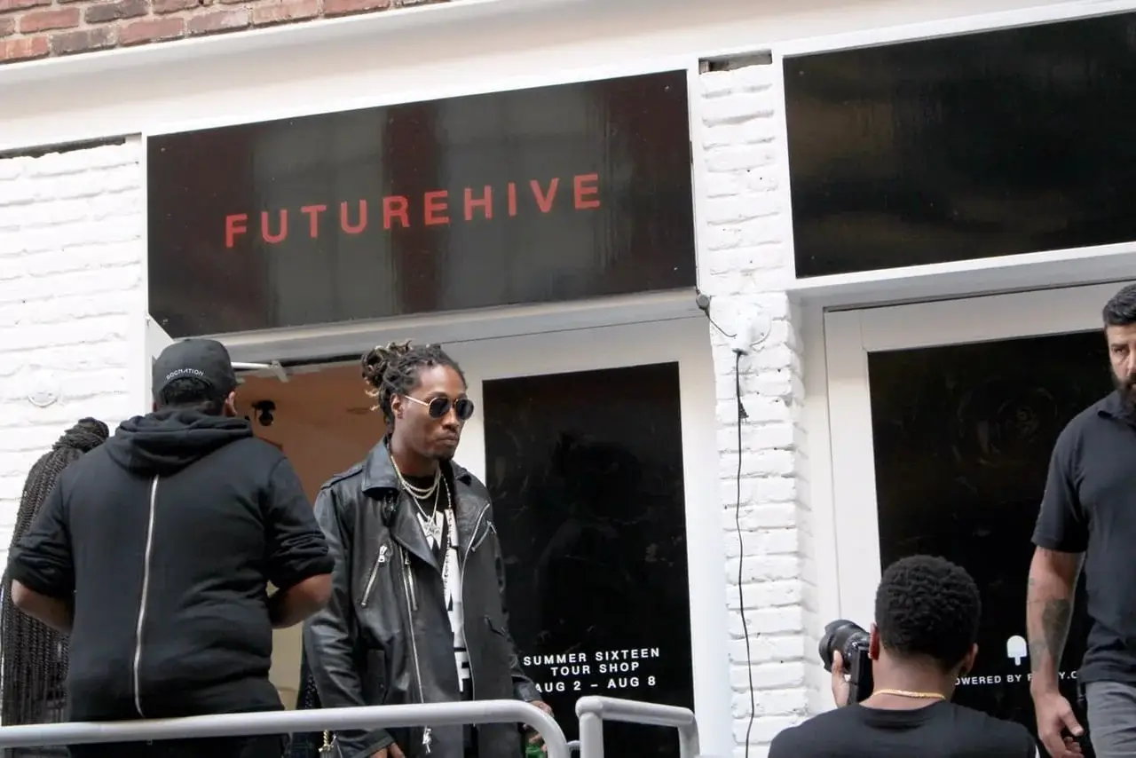 Future at the entrance to the FutureHive boutique on Wooster Street.